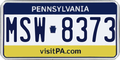 PA license plate MSW8373