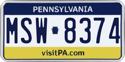 PA license plate MSW8374
