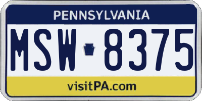 PA license plate MSW8375