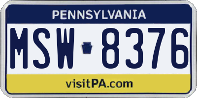 PA license plate MSW8376