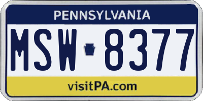 PA license plate MSW8377