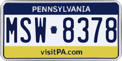 PA license plate MSW8378