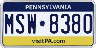 PA license plate MSW8380