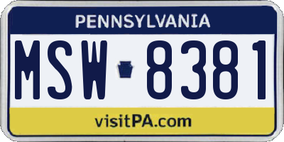 PA license plate MSW8381