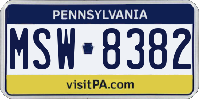 PA license plate MSW8382