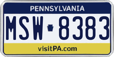 PA license plate MSW8383