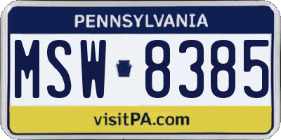 PA license plate MSW8385