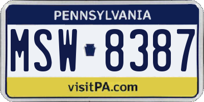 PA license plate MSW8387