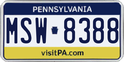 PA license plate MSW8388