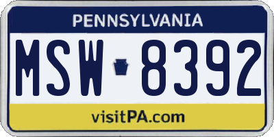 PA license plate MSW8392