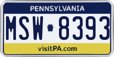 PA license plate MSW8393