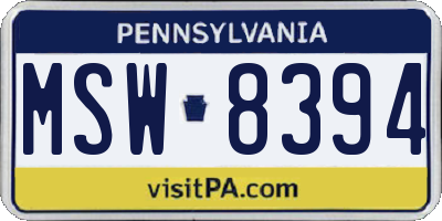 PA license plate MSW8394