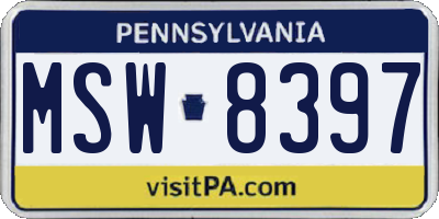 PA license plate MSW8397