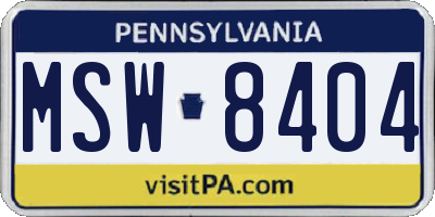 PA license plate MSW8404