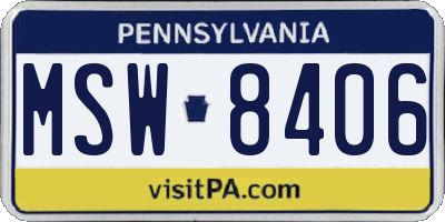 PA license plate MSW8406