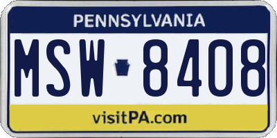 PA license plate MSW8408