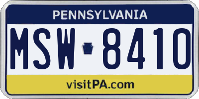 PA license plate MSW8410