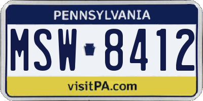 PA license plate MSW8412