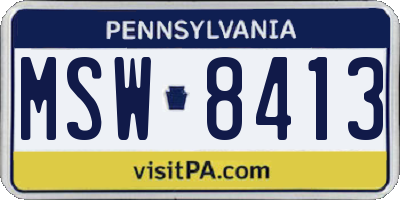 PA license plate MSW8413