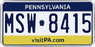 PA license plate MSW8415