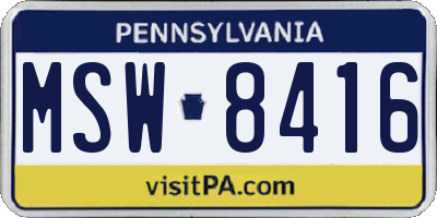 PA license plate MSW8416