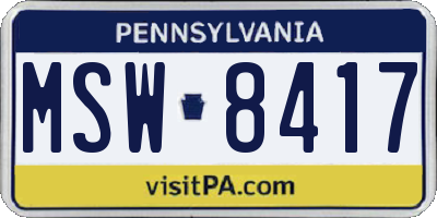 PA license plate MSW8417