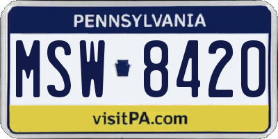 PA license plate MSW8420