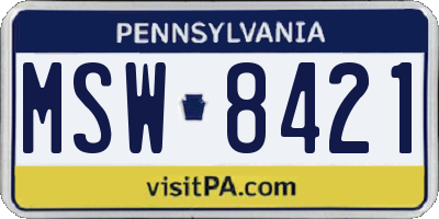 PA license plate MSW8421