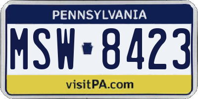 PA license plate MSW8423