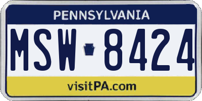 PA license plate MSW8424