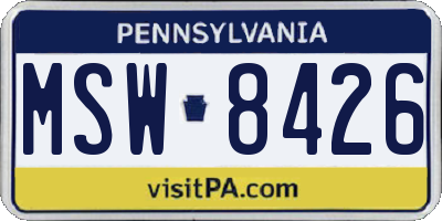 PA license plate MSW8426