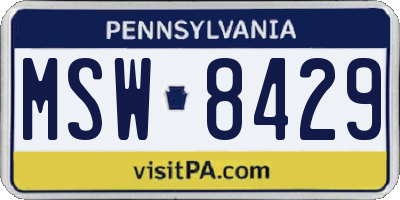 PA license plate MSW8429