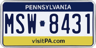 PA license plate MSW8431