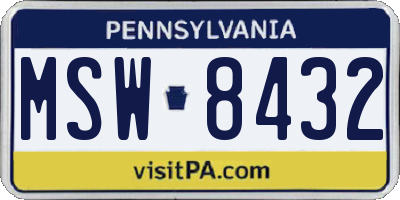 PA license plate MSW8432