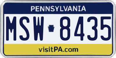 PA license plate MSW8435