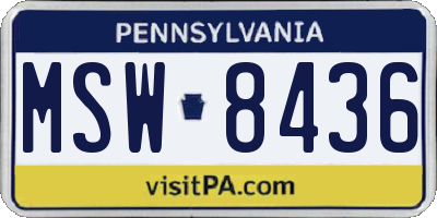 PA license plate MSW8436
