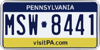 PA license plate MSW8441