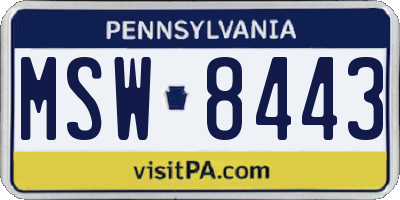 PA license plate MSW8443