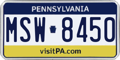 PA license plate MSW8450