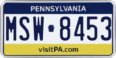 PA license plate MSW8453