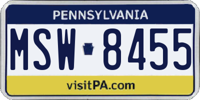 PA license plate MSW8455