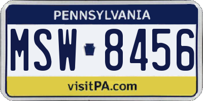 PA license plate MSW8456