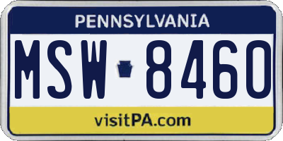PA license plate MSW8460
