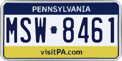 PA license plate MSW8461