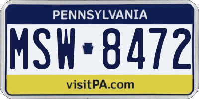 PA license plate MSW8472