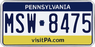PA license plate MSW8475