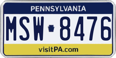 PA license plate MSW8476