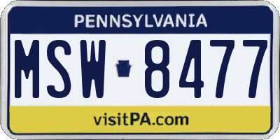 PA license plate MSW8477