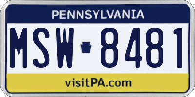 PA license plate MSW8481