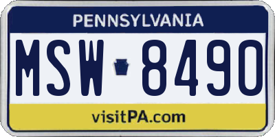 PA license plate MSW8490